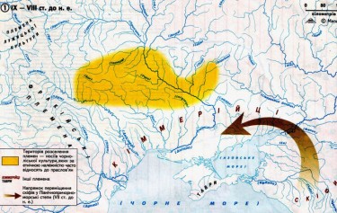 Ареал розселення кіммерійців (карта)