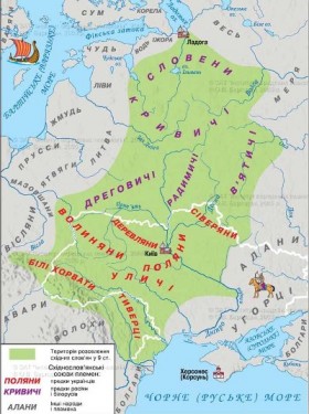 Карта локації східних слов'ян